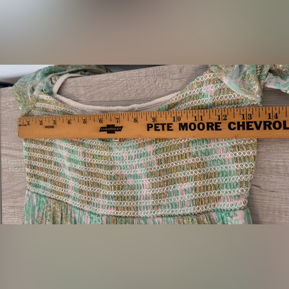 HEMANT & NANDITA Sidra Mini Dress Metallic Babydoll Flowy Sleeves XS ^FLAW* - Picture 8 of 11